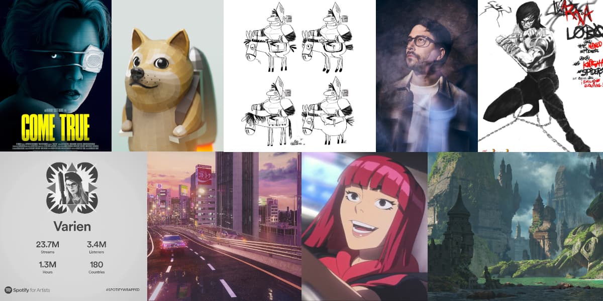 collage of work of artists working on White Rabbit